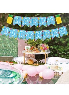 ThePartyPopper Summer Birthday Banner - Pool, Water, Tropical Party Supplies for Birthday Celebrations  - Image 2