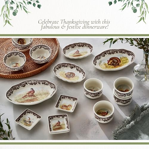 Spode Woodland Pheasant Pickle Dish - 8.5" Porcelain Tray with British Flowers Border & Scalloped Edge, Microwave, Dishwasher, Oven & Freezer Safe - Rustic Serveware for Appetizers & Sides - Image 5