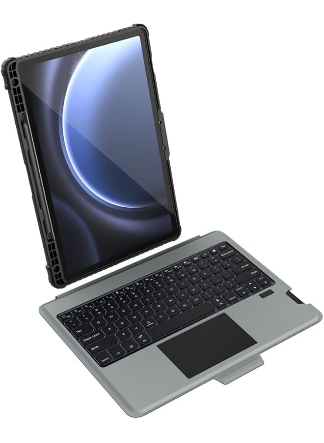 Nillkin Bumper Combo Keyboard Backlit Version Case Designed For Samsung Galaxy Tab S9 Fe Plus Pen Holder Shockproof Cover Stand Trackpad And Removable Keyboard - Black - Image 2