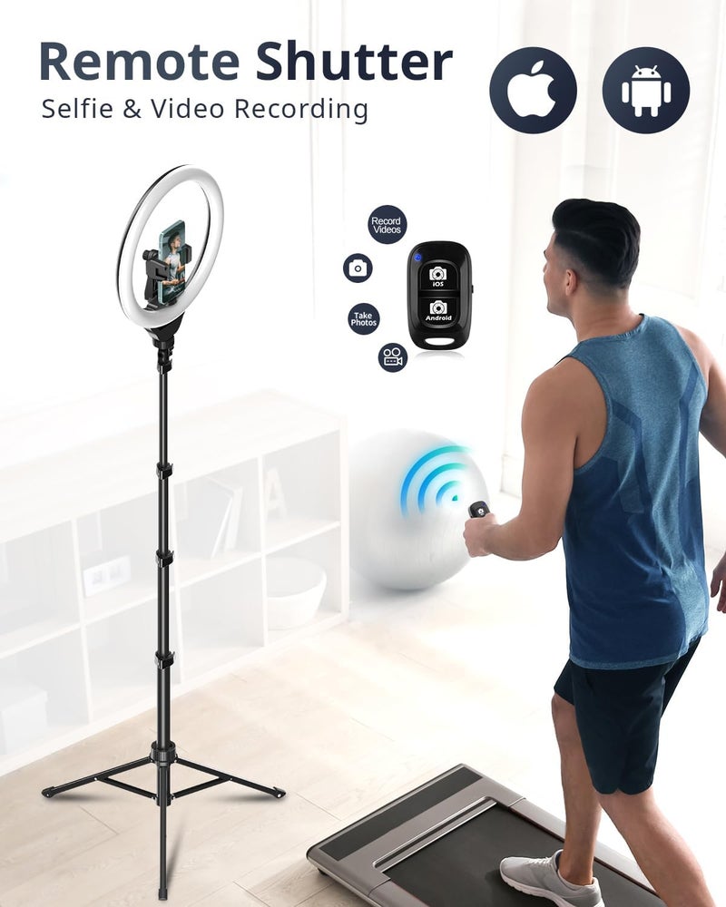 يوبيسايز 12’’ Ring Light with Tripod, Selfie Ring Light with 62’’ Tripod Stand, Light Ring for Video Recording＆Live Streaming(YouTube, Instagram, TIK Tok), Compatible with Phones, Cameras and Webcams - Image 5