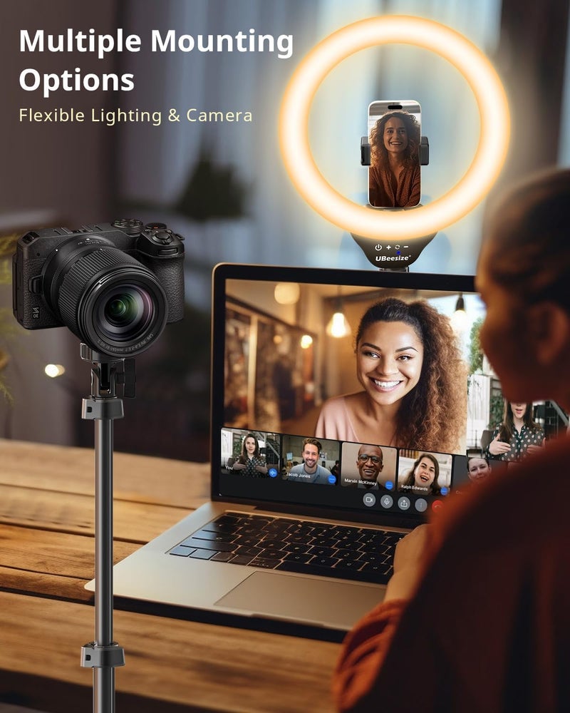 يوبيسايز 12’’ Ring Light with Tripod, Selfie Ring Light with 62’’ Tripod Stand, Light Ring for Video Recording＆Live Streaming(YouTube, Instagram, TIK Tok), Compatible with Phones, Cameras and Webcams - Image 3
