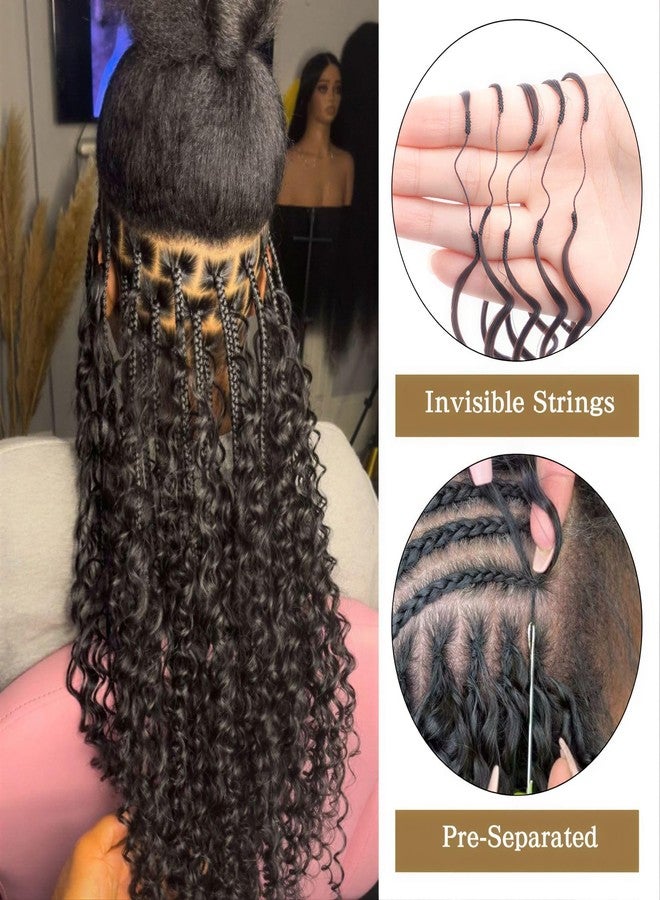 Bileaf Micro Knot Invisible Feather Crochet Hair for Black Women Pre Separated 100 Strands 18 Inch, Knotless Curly Deep Wave Crochet Hair with String Loop, Feathered Tip Braids Extensions #4 - Image 3