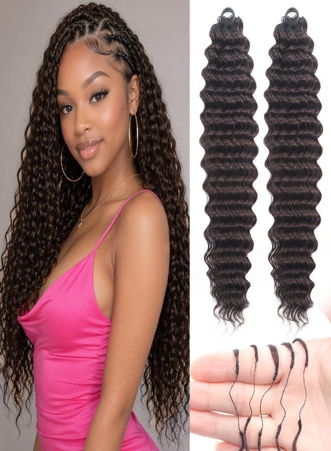 Bileaf Micro Knot Invisible Feather Crochet Hair for Black Women Pre Separated 100 Strands 18 Inch, Knotless Curly Deep Wave Crochet Hair with String Loop, Feathered Tip Braids Extensions #4 - Image 1