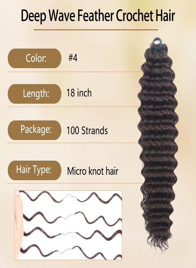Bileaf Micro Knot Invisible Feather Crochet Hair for Black Women Pre Separated 100 Strands 18 Inch, Knotless Curly Deep Wave Crochet Hair with String Loop, Feathered Tip Braids Extensions #4 - Image 4