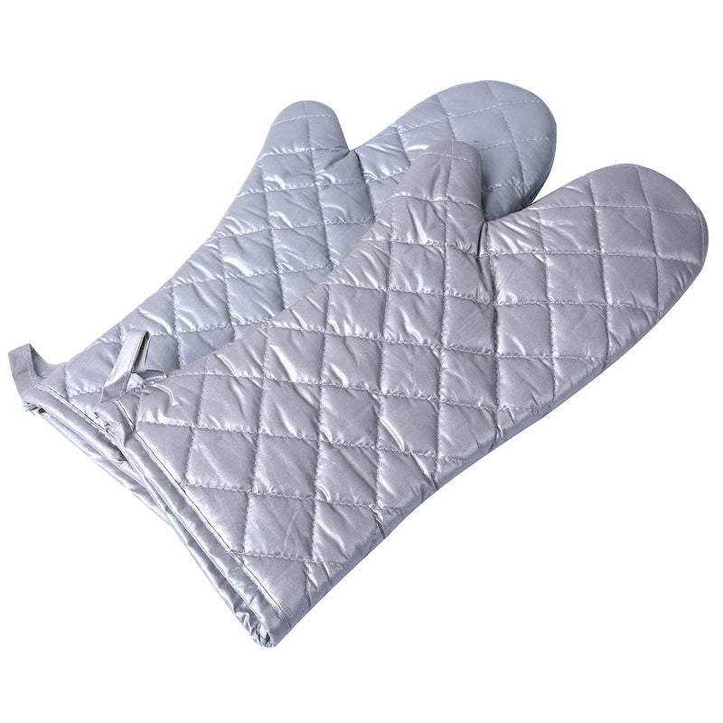 CAKE DECOR CAKE DECOR Silver Coated Extra Long Oven Gloves Heat Resistant for Kitchen Cooking Set of 2 - Image 3