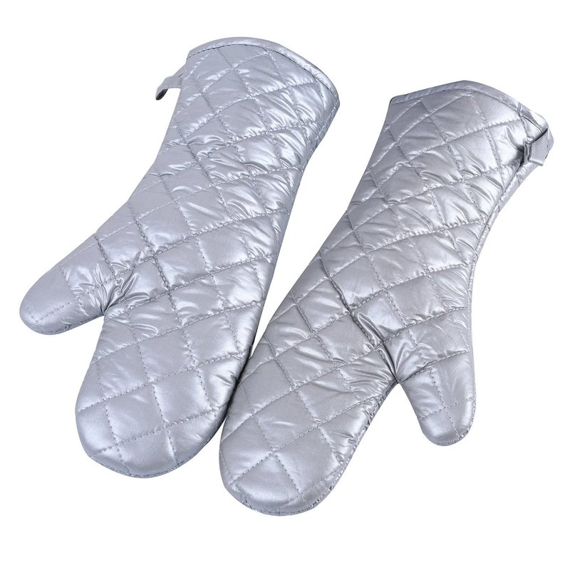 CAKE DECOR CAKE DECOR Silver Coated Extra Long Oven Gloves Heat Resistant for Kitchen Cooking Set of 2 - Image 1