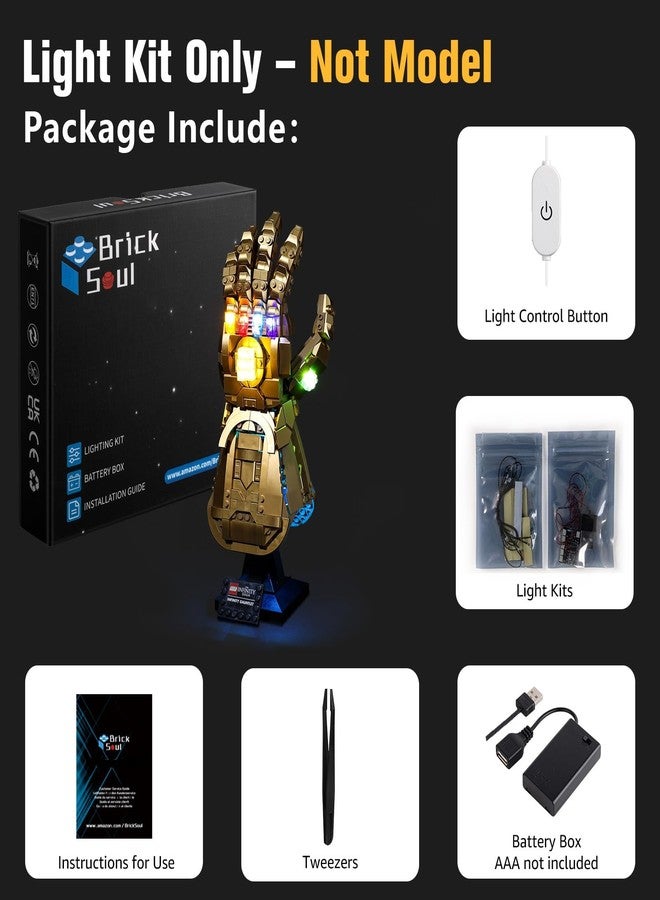 BrickSoul Light Up Kit Compatible with Lego 76191 Building Set, Upgrade Wired Dimmable Lighting Kits Compatible with Marvel Infinity Gauntlet Set for Thanos Glove, Not Included 76191 Building - Image 2