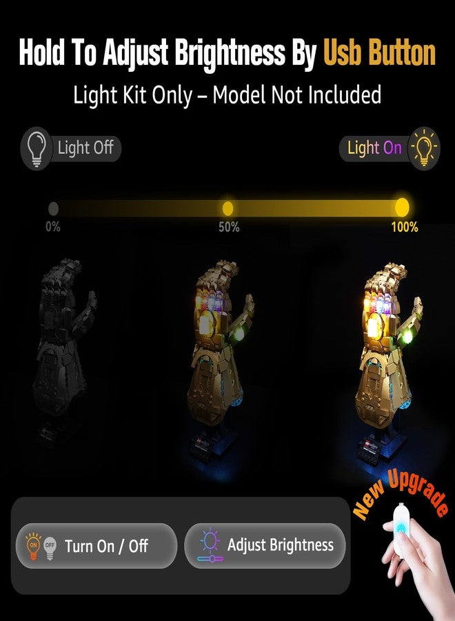 BrickSoul Light Up Kit Compatible with Lego 76191 Building Set, Upgrade Wired Dimmable Lighting Kits Compatible with Marvel Infinity Gauntlet Set for Thanos Glove, Not Included 76191 Building - Image 3