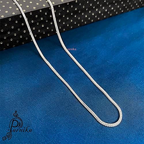 Parnika Unisex Fox Tail Design Pure 92.5 Sterling Silver Chain for Girls, Women, Boys & Men (2mm Square, 20) - Image 3
