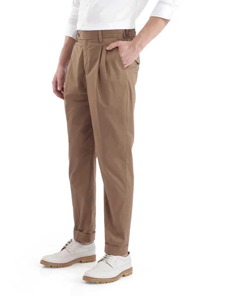 Rare Rabbit Men's Regular Fit Pleated Solid Trousers