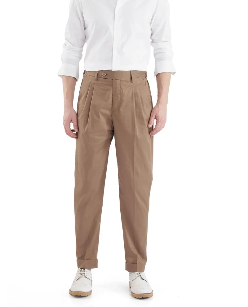 Rare Rabbit Men's Regular Fit Pleated Solid Trousers