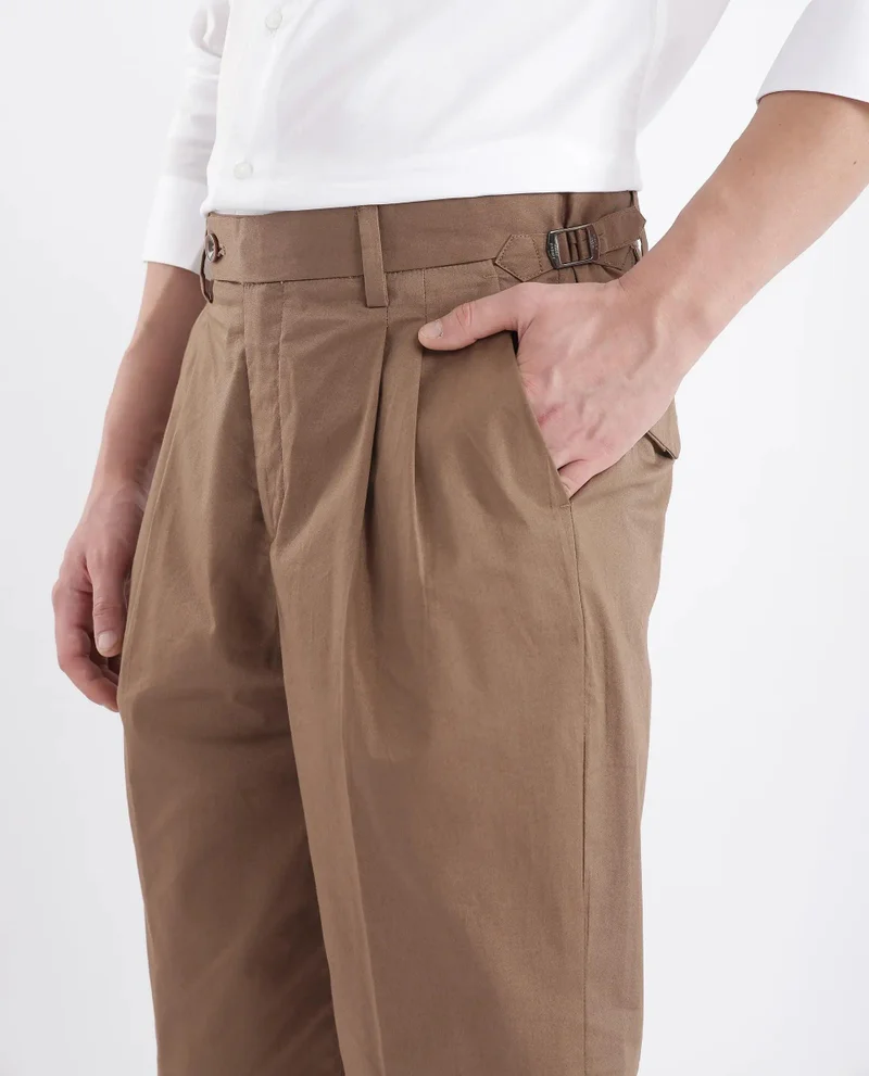 Rare Rabbit Men's Regular Fit Pleated Solid Trousers