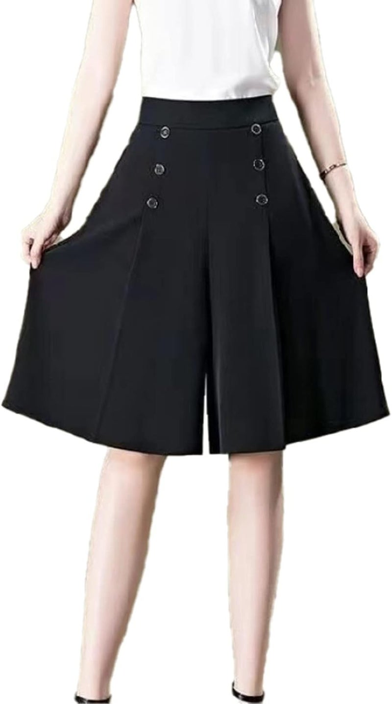 comfrt Kittifly Pants, [Cool and Slim] Stylish Gauchos and Palazzo Pants, Kittifly Widepants-Black Shorts||3XL - Image 1