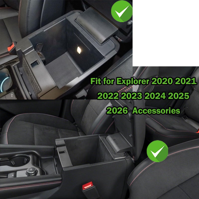 TACOBRO Center Console Organizer Tray Compatible with Ford Explorer 2020 2021 2022 2023 2024 2025 2026 Accessories Armrest Glove Box Secondary Storage Divider Insert ABS Materials - Image 2