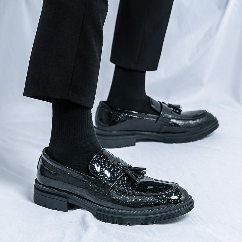 Men'S Shoes Large Size Men'S Casual Leather Shoes Fashionable Men'S Tassel Leather Shoes Patent Leather Glossy Business Formal Leather Shoes - Image 4
