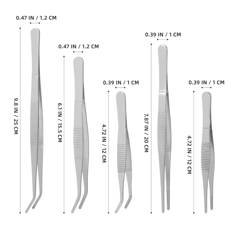 5 Piece Garden Hand Tools Set with Needle Nose Tweezers for Succulent Bonsai and Indoor Plants - Image 3