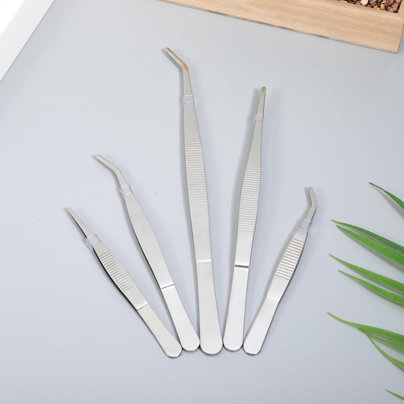 5 Piece Garden Hand Tools Set with Needle Nose Tweezers for Succulent Bonsai and Indoor Plants - Image 5