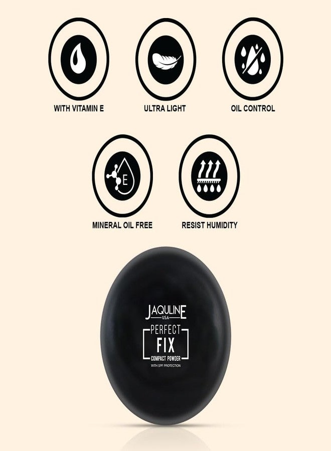 جاكلين يو أس أيه بودرة جاكلين يو إس إيه بيرفكت فيكس المضغوطة | بودرة مضغوطة تدوم طويلاً للتحكم في الزيوت مع عامل حماية من الشمس وفيتامين هـ | لمسة نهائية ناعمة كالحرير غير لامعة | تغطية متوسطة إلى عالية | خالية من الزيوت المعدنية | بيج 02 (9 غرام) - Image 5