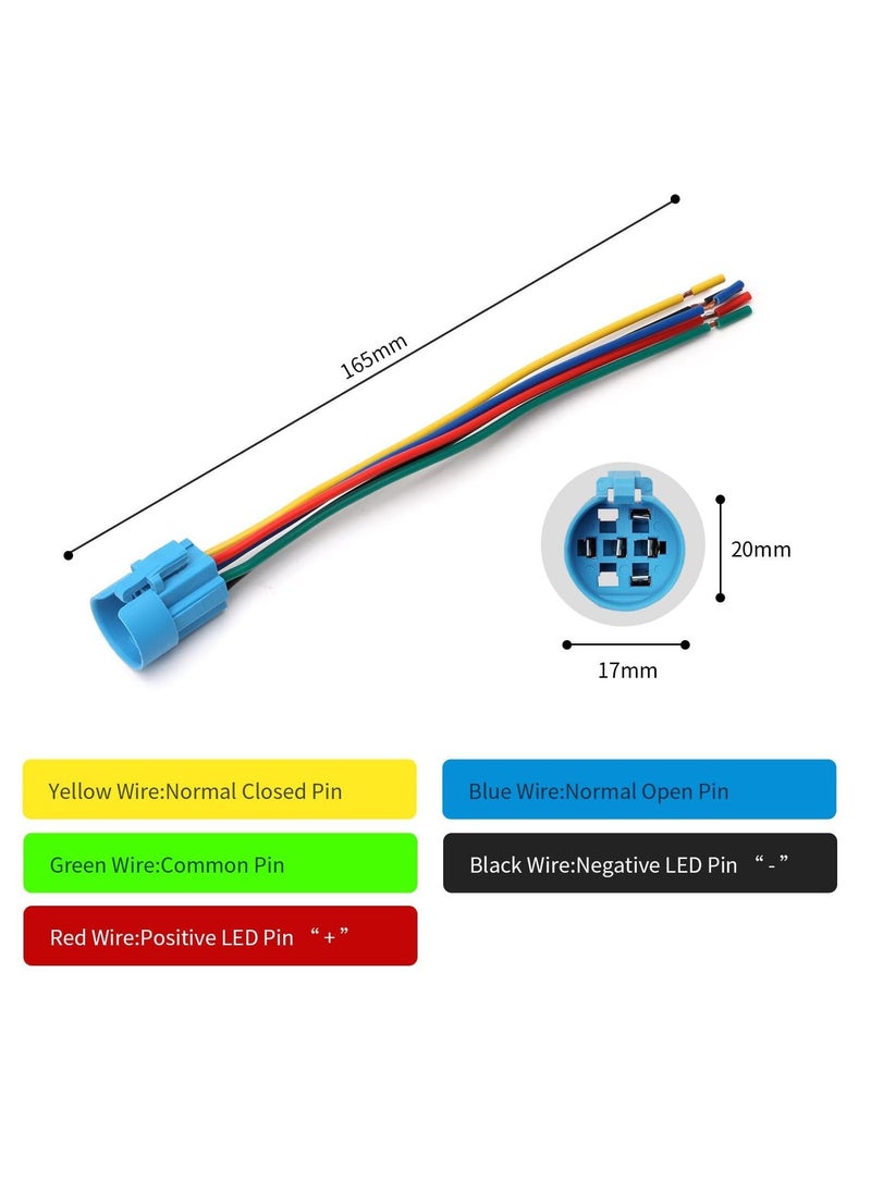 SYOSI - 19mm 12V Momentary Speaker Horn Push Button Toggle Switch 3/4" Mounting Hole 1NO 1NC SPDT with Pre-Wiring Socket for Car Auto Motor Aluminium Alloy, Push Button Latching Switch (Blue/Black Shell) - Image 1