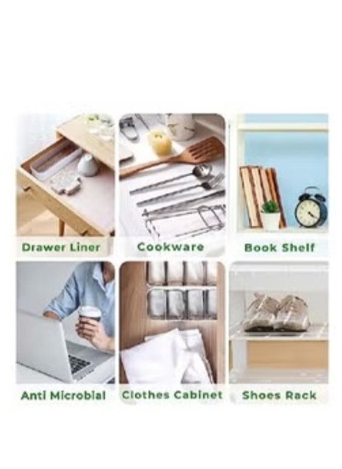 MahMir Shelf Liner 3 Rolls 150x45 cm Nonslip Non-Adhesive Drawer Liner EVA Clear Cupboard Cabinet Pad Mat for Kitchen Cabinet, Shelves, Refrigerator, Storage, Desks ( Transparent )  - Image 2