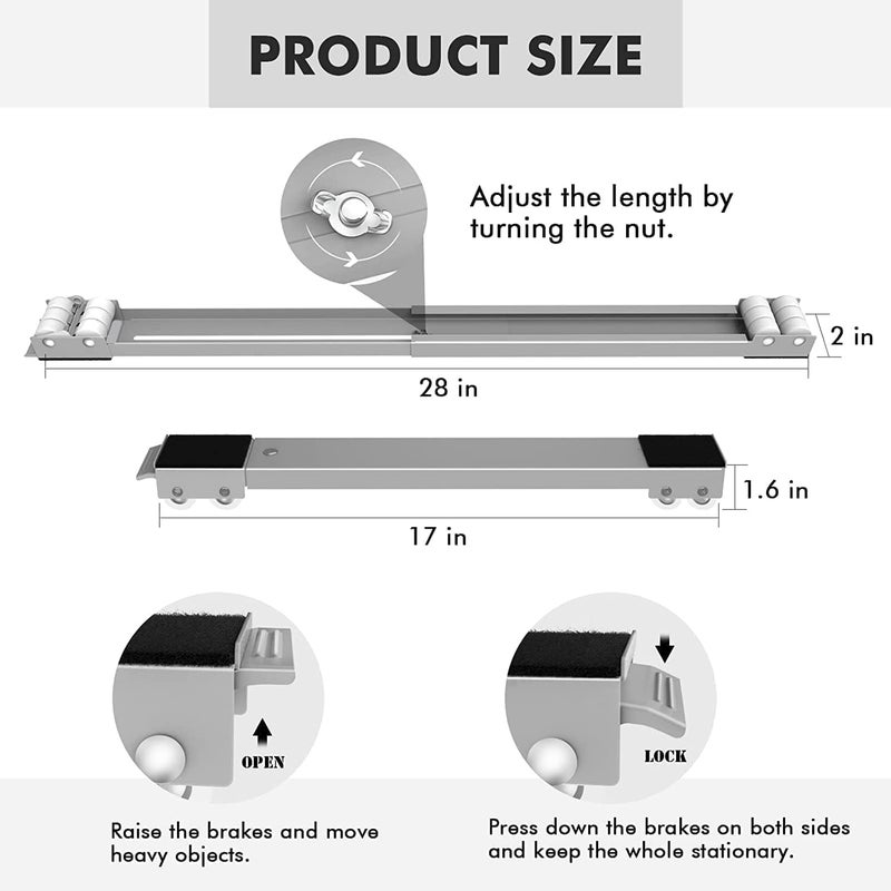 DREWIT STARFurniture Lifter Mover Tool Set with Furniture Lifting Tool Furniture Mover Lifter Heavy Load Moving Wheels for Furniture Furniture Rollers Set for Home Appliance - Image 4