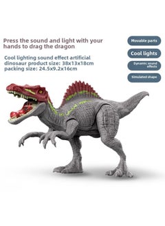 Pressing Acousto-optic Dinosaur Toy Simulation Tyrannosaurus Raptor Joint Movable Dinosaur Model Toy-Color:Hand-pressed Spinosaurus