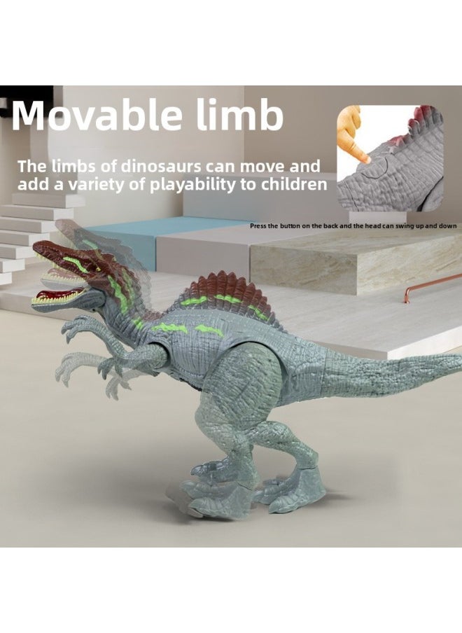 Generic - Pressing Acousto-optic Dinosaur Toy Simulation Tyrannosaurus Raptor Joint Movable Dinosaur Model Toy-Color:Hand-pressed Spinosaurus - Image 1
