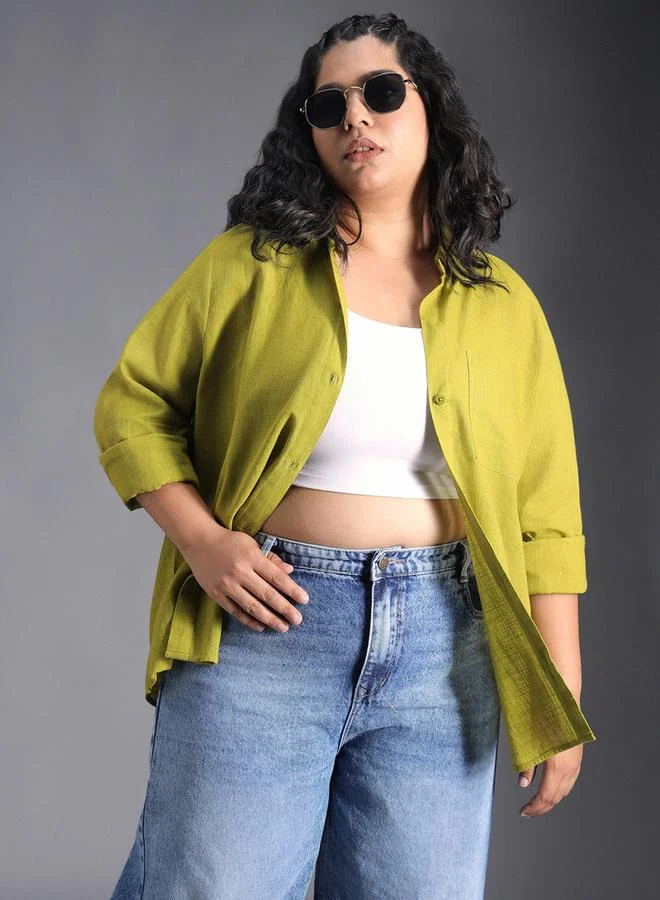 HIGH STAR HIGH STAR Plus Size Solid Regular Fit Shirt with Pocket Detail