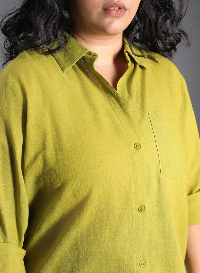 HIGH STAR HIGH STAR Plus Size Solid Regular Fit Shirt with Pocket Detail