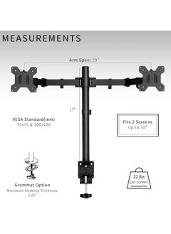 Dual Monitor Desk Mount Stand up to 30 inches with Double Center Arm Joint, Holds up to 10Kg Each with VESA 75x75mm or 100x100mm - pzsku/ZFAE781637DE3A49111D4Z/45/_/1734451425/2ec57cd3-0665-4312-88d3-7c5356a17758