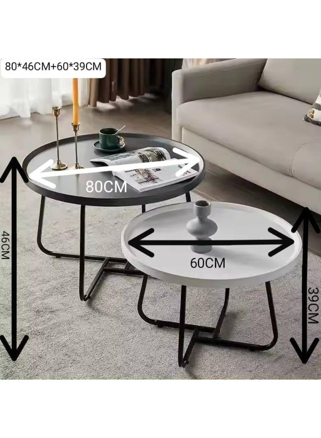 Home Coffee Table Tea Table Side Table 2PC Round Small Sofa Dormitory Living Room table luxury used Office Hostel Parlour - Image 3