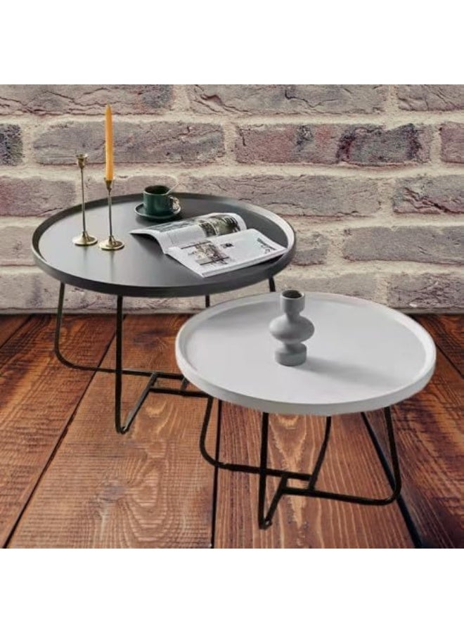 Home Coffee Table Tea Table Side Table 2PC Round Small Sofa Dormitory Living Room table luxury used Office Hostel Parlour - Image 2