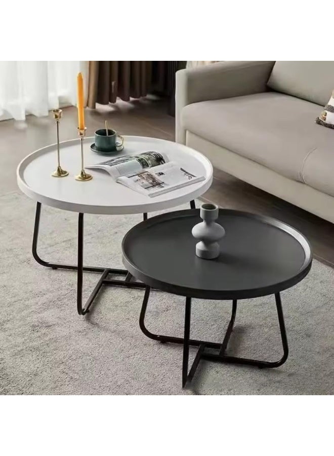 Home Coffee Table Tea Table Side Table 2PC Round Small Sofa Dormitory Living Room table luxury used Office Hostel Parlour - Image 4