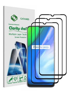 CATANES 3 Pack For Realme V3 Screen Protector Tempered Glass Full Glue Back  - Image 1