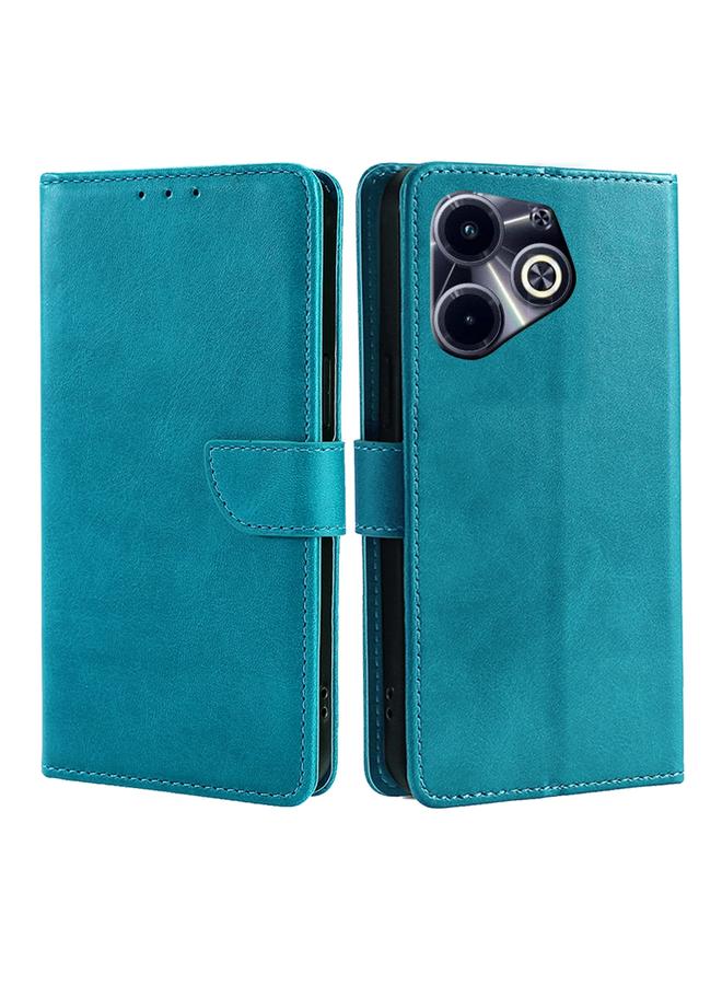 جراب هاتف قابل للطي من الجلد الصناعي مع إبزيم لهاتف Infinix Hot 40i (أزرق فاتح)