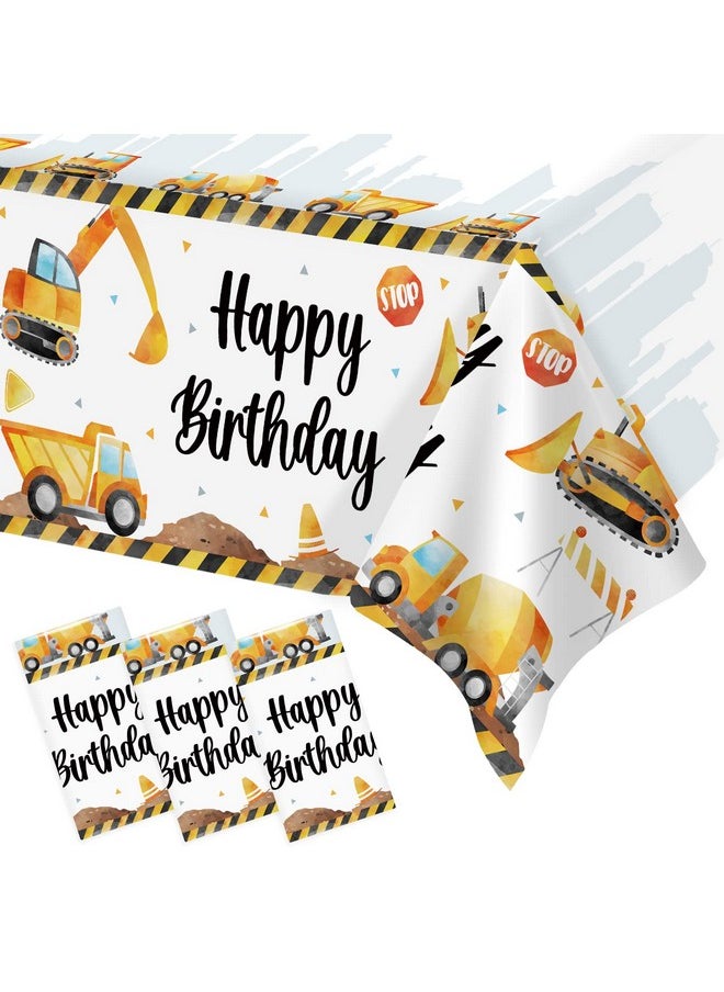 Heboland - 3 Pieces Construction Birthday Party Supplies Tablecloth Large Size 54 X 108 Inch Rectangular Truck Plastic Table Cover Construction Table Cloths For Parties Decorations Kids Boys - Image 1