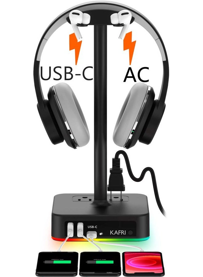 KAFRI RGB Headphone Stand with USB Charger - Image 1