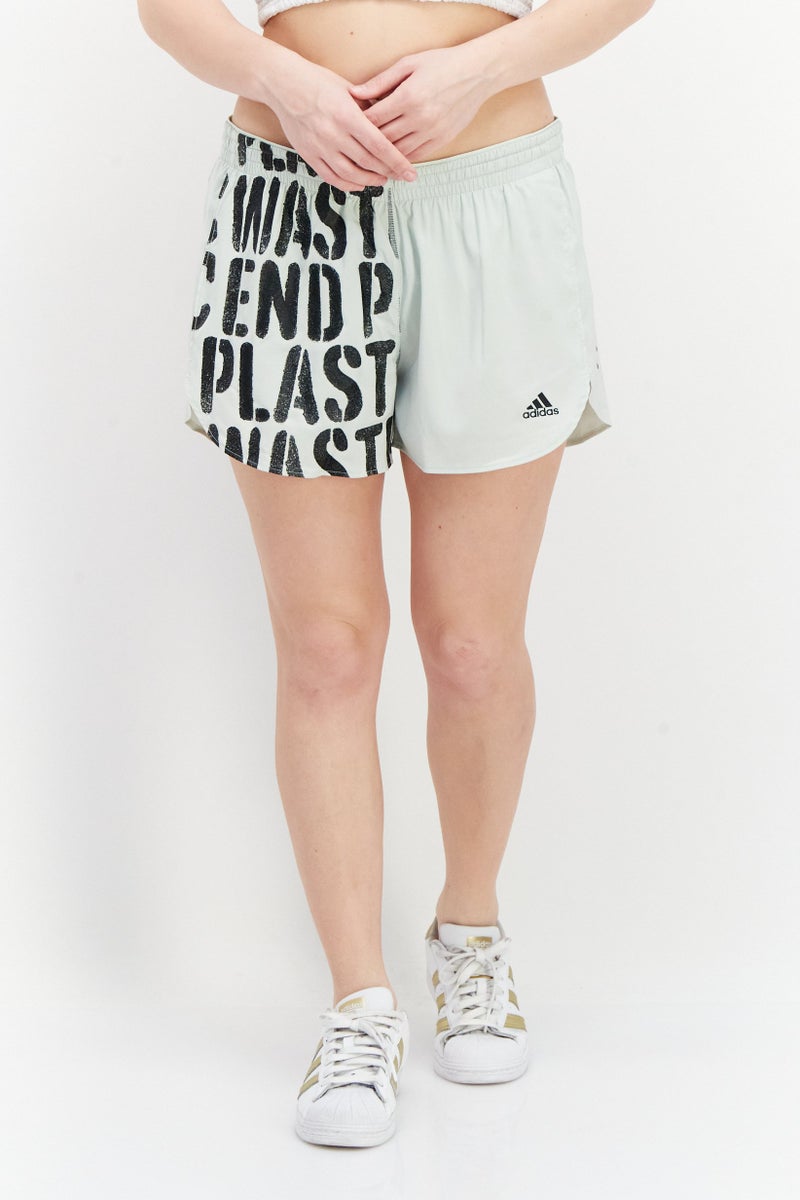 Adidas شورتات جري رياضية للنساء، لون أخضر ليموني - Image 1