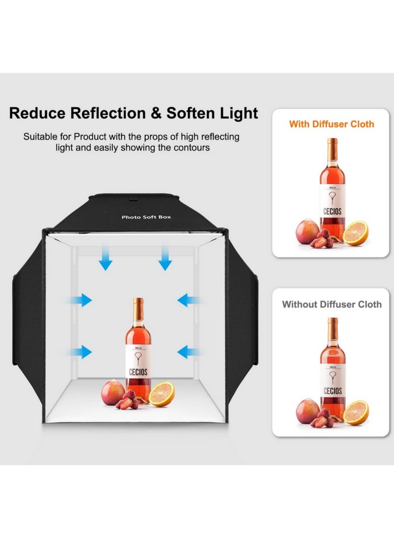 40cm Folding 72W 5500K Studio Shooting Tent Soft Box Photography Lighting Kit with 4 Colors Backdrops LED Photo LightBox UK plug - Image 2