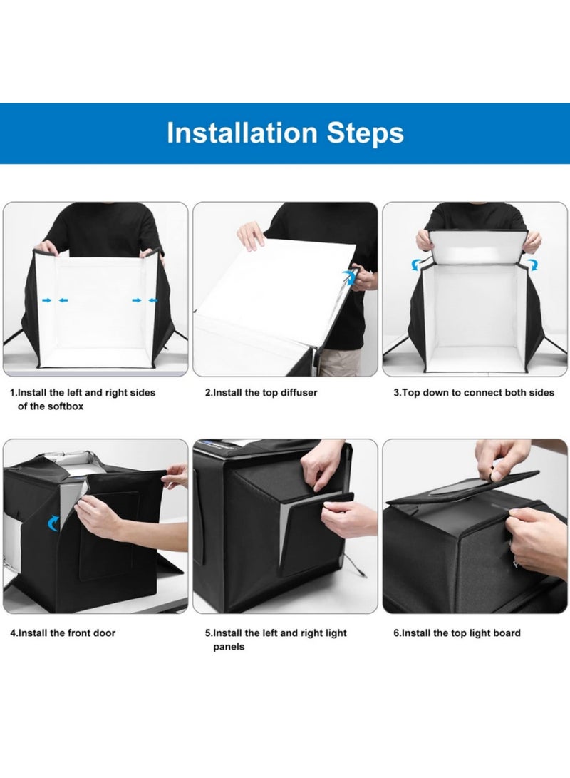 40cm Folding 72W 5500K Studio Shooting Tent Soft Box Photography Lighting Kit with 4 Colors Backdrops LED Photo LightBox UK plug - Image 3