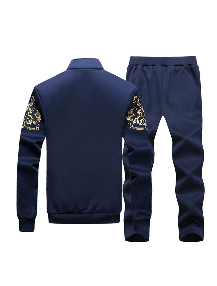 PASOK Men's Casual Tracksuit Full Zip Running Jogging Athletic Sports Jacket And Pants Set Black XL - Image 4
