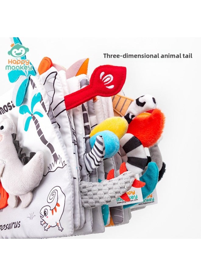 Generic - Happy Monkey Three-dimensional Tail Cloth Book Can't Tear Baby Visual Grip Perception Training Toy With Tooth Glue-Color:Teether Doll Cloth Book-puppy (6 Pages, 12 Sides) - Image 1
