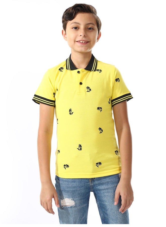 Andora Short Sleeves Polo Shirt For Boys_Yellow & Black - Image 2