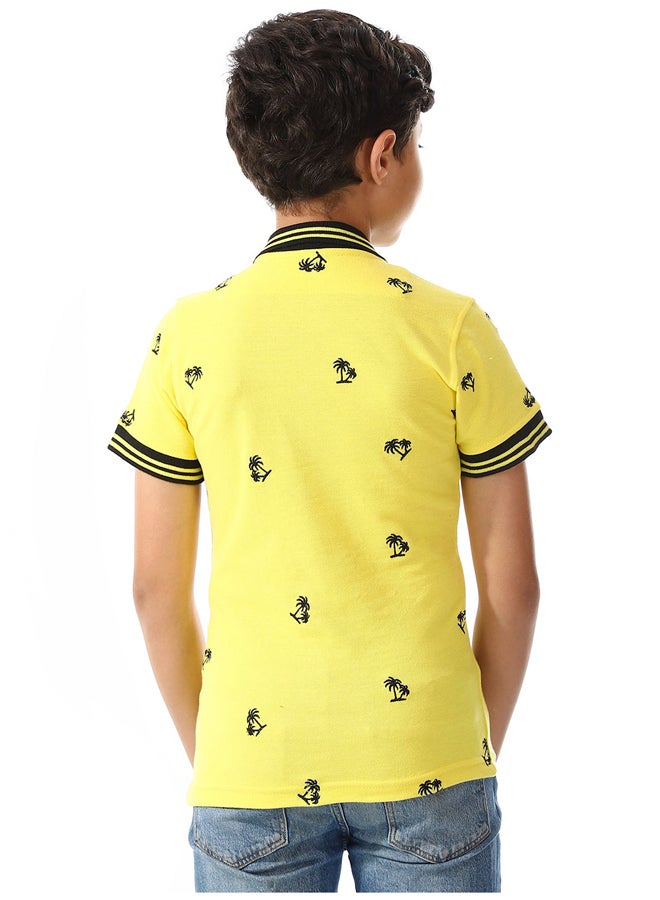 Andora Short Sleeves Polo Shirt For Boys_Yellow & Black - Image 4
