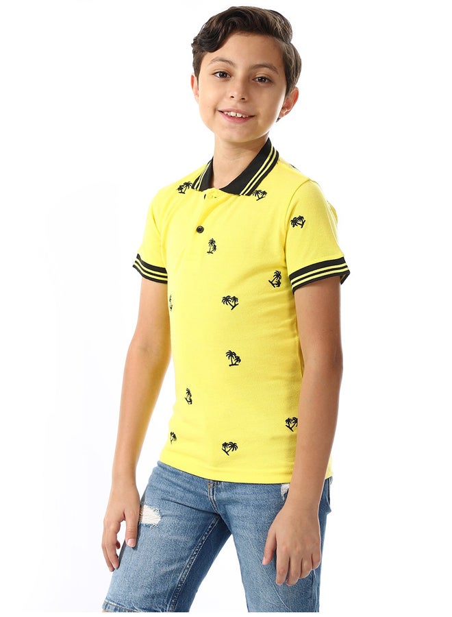Andora Short Sleeves Polo Shirt For Boys_Yellow & Black - Image 3