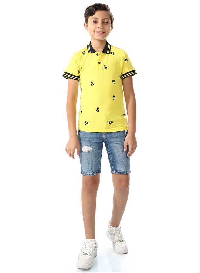 Andora Short Sleeves Polo Shirt For Boys_Yellow & Black - Image 1