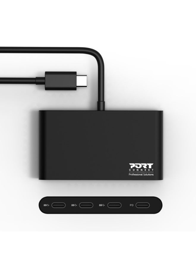 Port Designs 4-Port USB-C to USB-C Hub - 5Gbps Data Transfer Speed, 30cm Cable - 900147 - Image 3