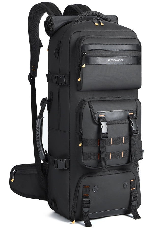 Ponhog Men's Travel Backpack 50L Travel Laptop Backpack for Camping Trekking Hiking Travel Work Black, black - Image 1