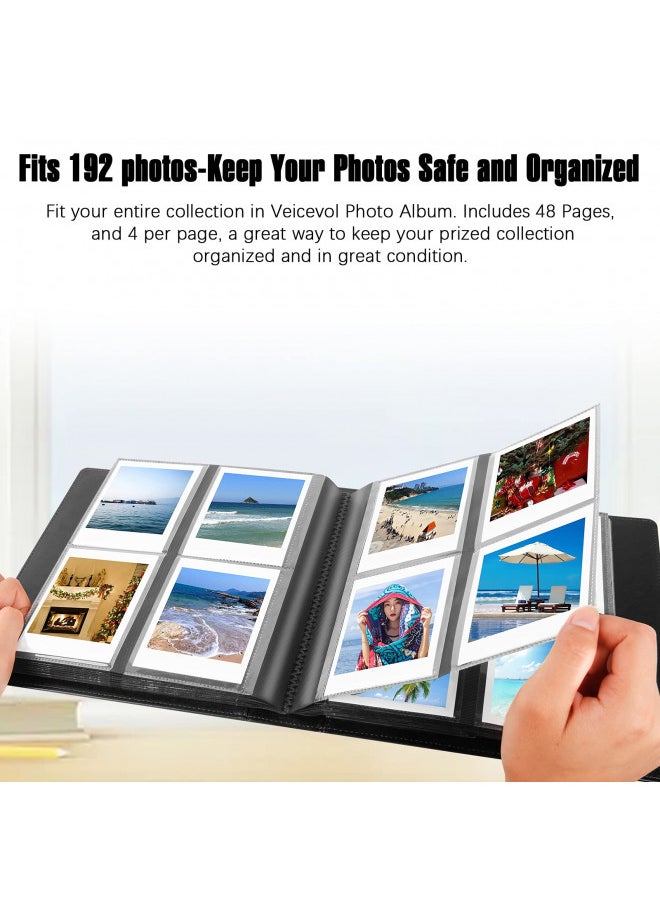 Veicevol - 192 Pockets Photo Album for Fujifilm Instax Wide 300 Camera, Polaroid 600 i-Type Film Album, Extra Large Picture Albums for Polaroid Now OneStep2 OneStep+ Instant Camera, POP Lab Print Camera (black) - Image 1