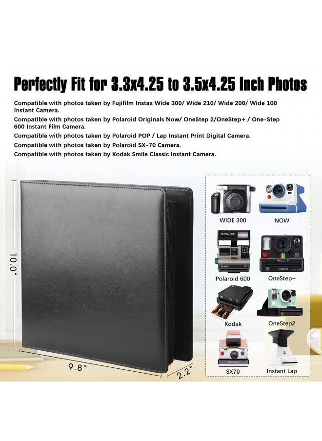 Veicevol - 192 Pockets Photo Album for Fujifilm Instax Wide 300 Camera, Polaroid 600 i-Type Film Album, Extra Large Picture Albums for Polaroid Now OneStep2 OneStep+ Instant Camera, POP Lab Print Camera (black) - Image 1